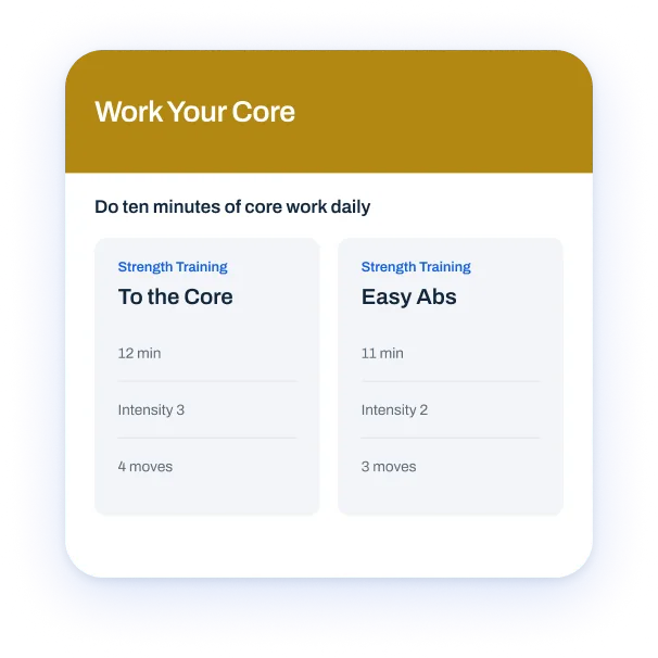 Browsing the core workouts